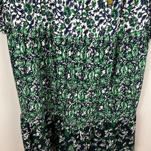 MICHAEL Michael Kors Boho Tiered Mix Print Peasant Midi Dress Medium Blue Green - Picture 11 of 12